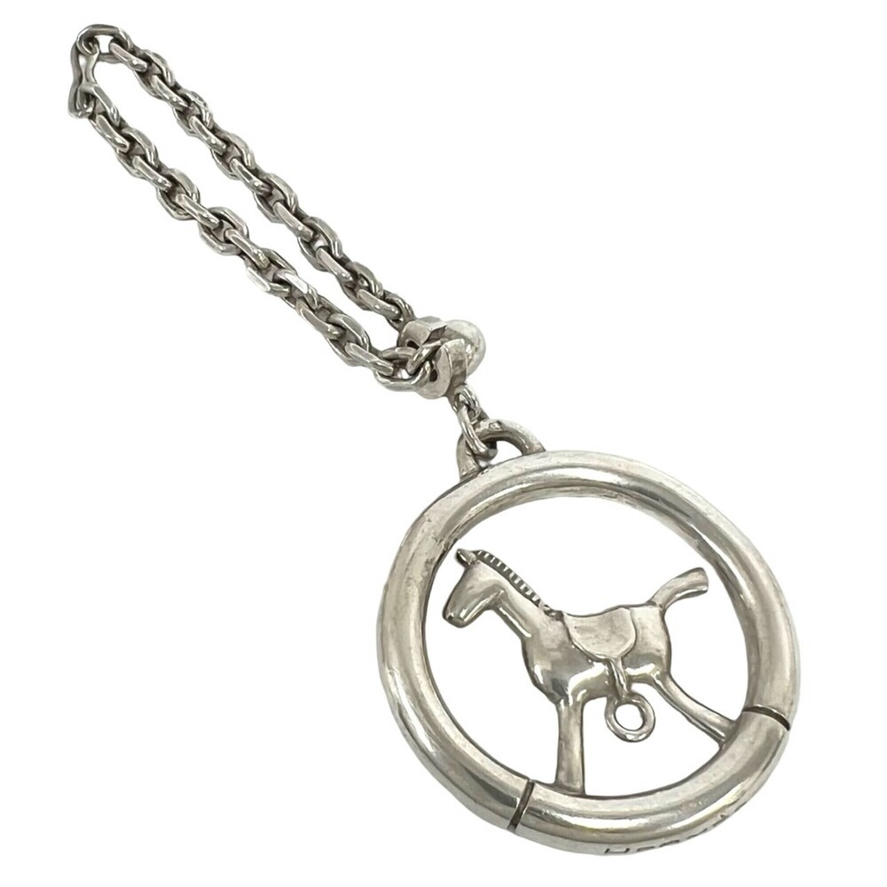 HERMES Vintage Horse Motif Sterling Silver 925 Charm Keychain 56510